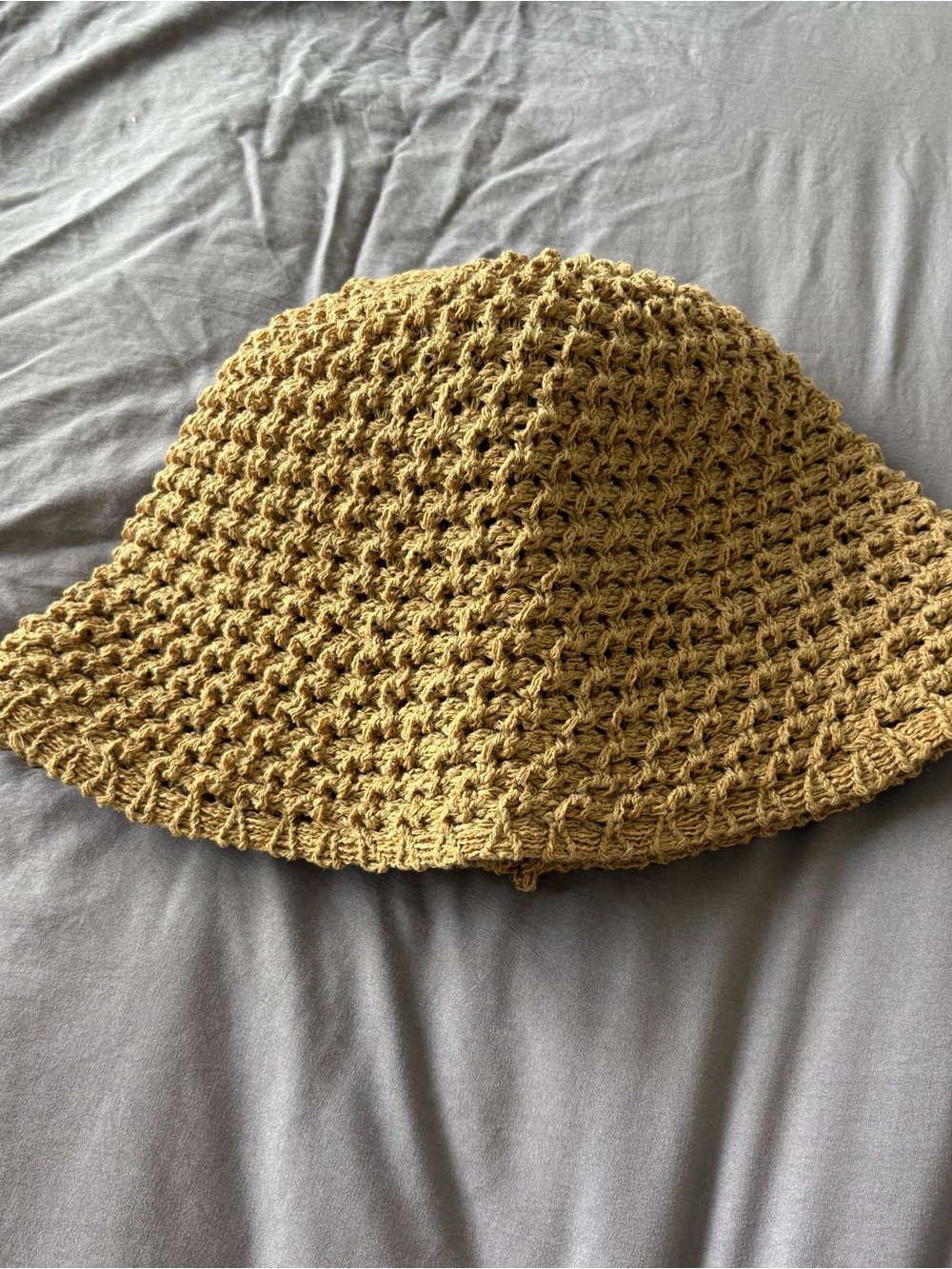 NEW Woven Brown Bucket Hat Straw Crochet Style Sun Beach Boho Acrylic Cap Tan